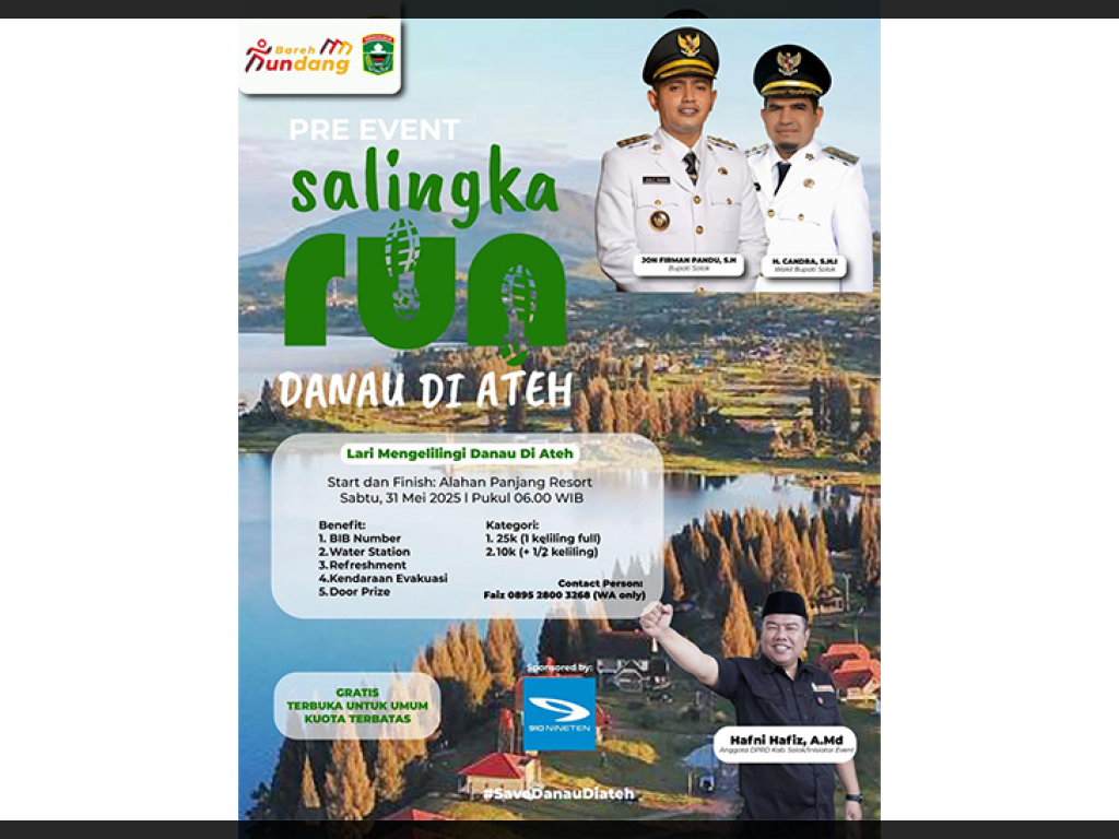 Pre Event Salingka Run Danau Diateh, Sensasi Tak Terlupakan Jelajahi Alahan Panjang dalam Ajang Sport-Tourism