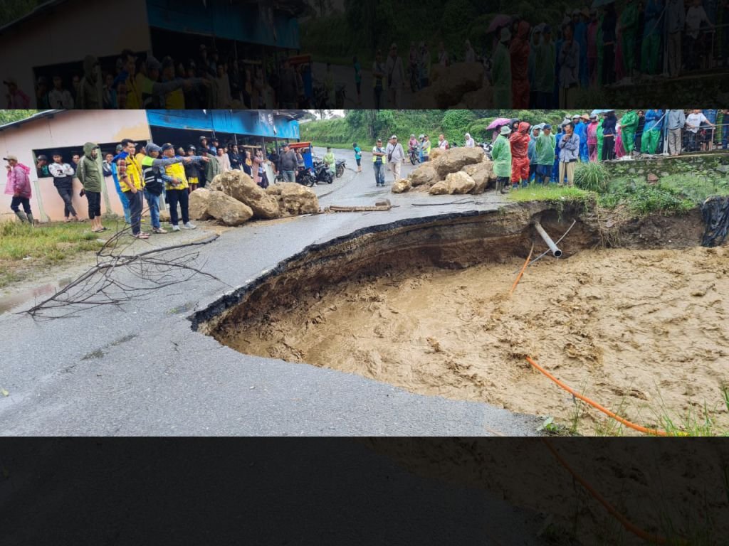 Jebol Separoh Digerus Air Sungai, Jalan Solok-Muara Labuh Nyaris Lumpuh di Pantai Cermin