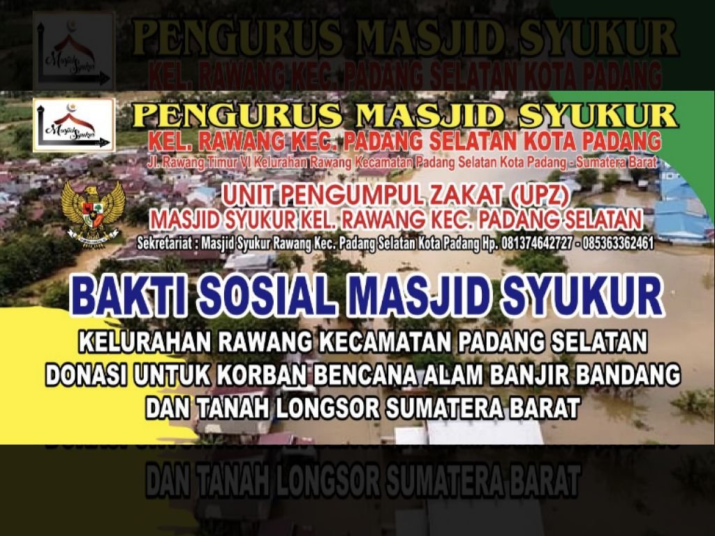 UPZ Masjid Syukur Salurkan Donasi Tahap Pertama untuk Korban Banjir Bandang di Batu Busuk