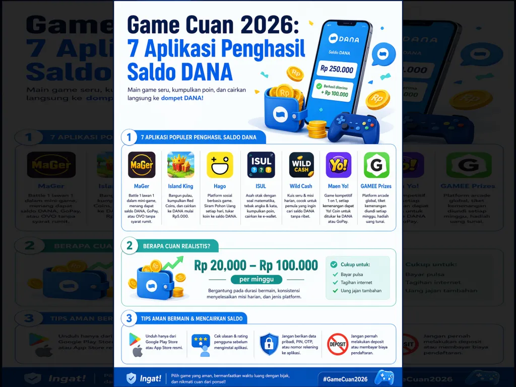 Game Cuan 2026: 7 Aplikasi Penghasil Saldo DANA yang Bisa Langsung Cair ke Dompetmu}